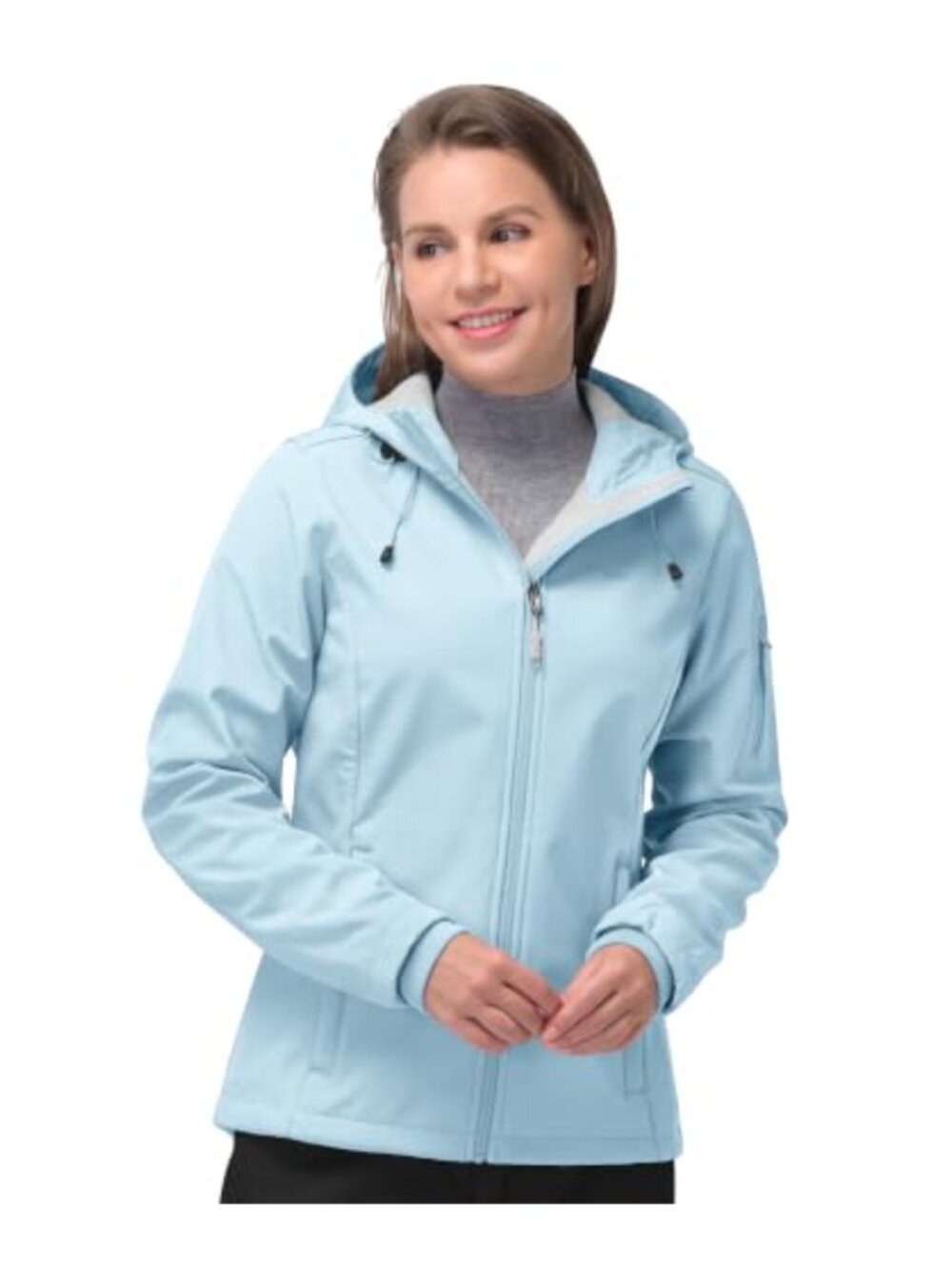 Women's Softshell Jacket Waterproof Hooded Fleece Lined Rain Coat Zip Up
